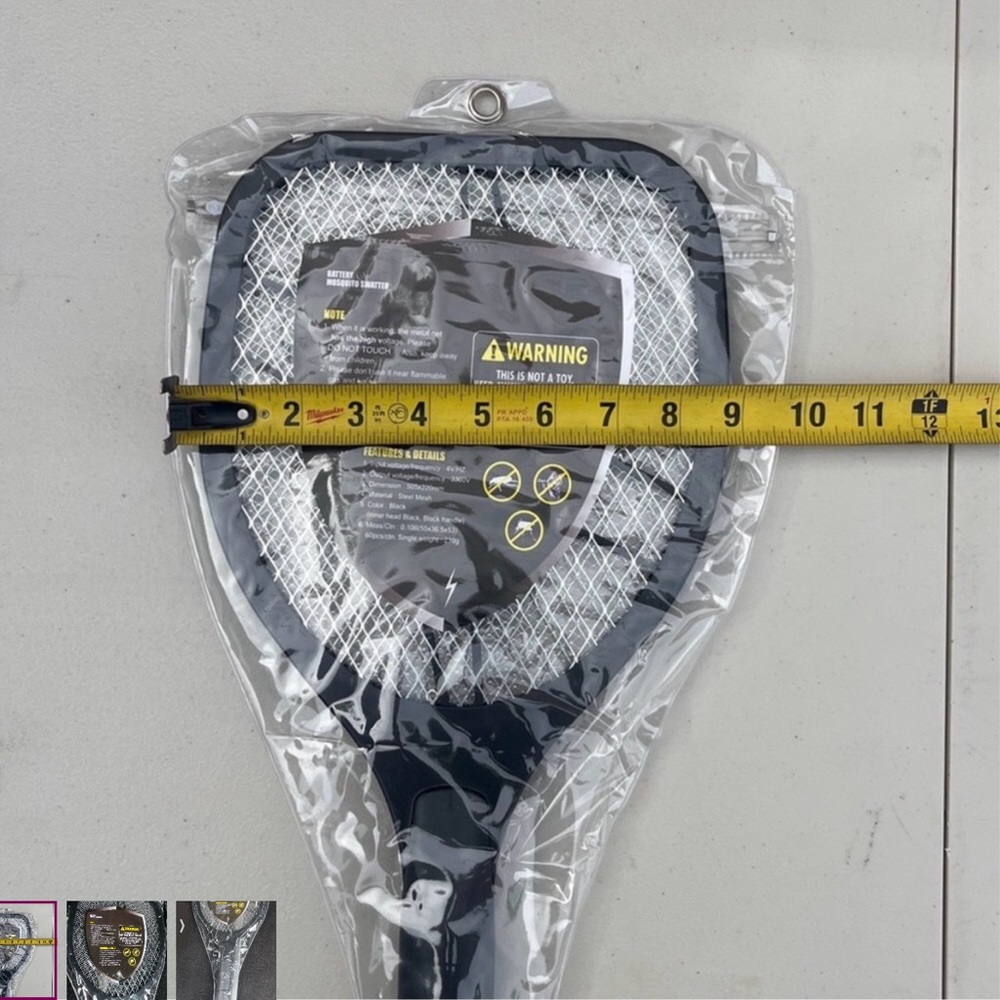 Bug Zapper Mosquito Swatter Requires 2AA Batteries Black, Large Racket NEW - Picture 3 of 3